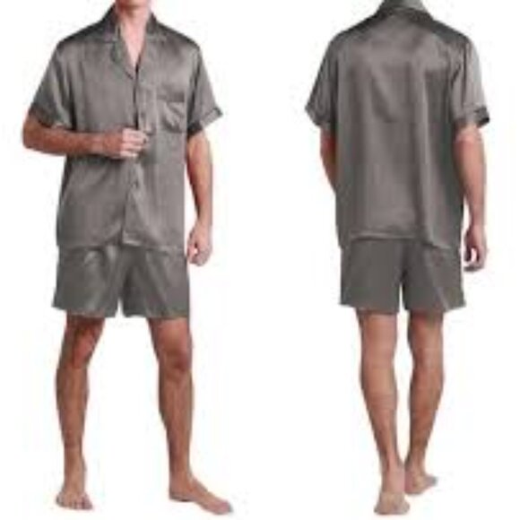 1 - NWT NOBLE MOUNT MEN'S PREMIUM SATIN SHORT PAJAMA SET - Picture 3 of 4